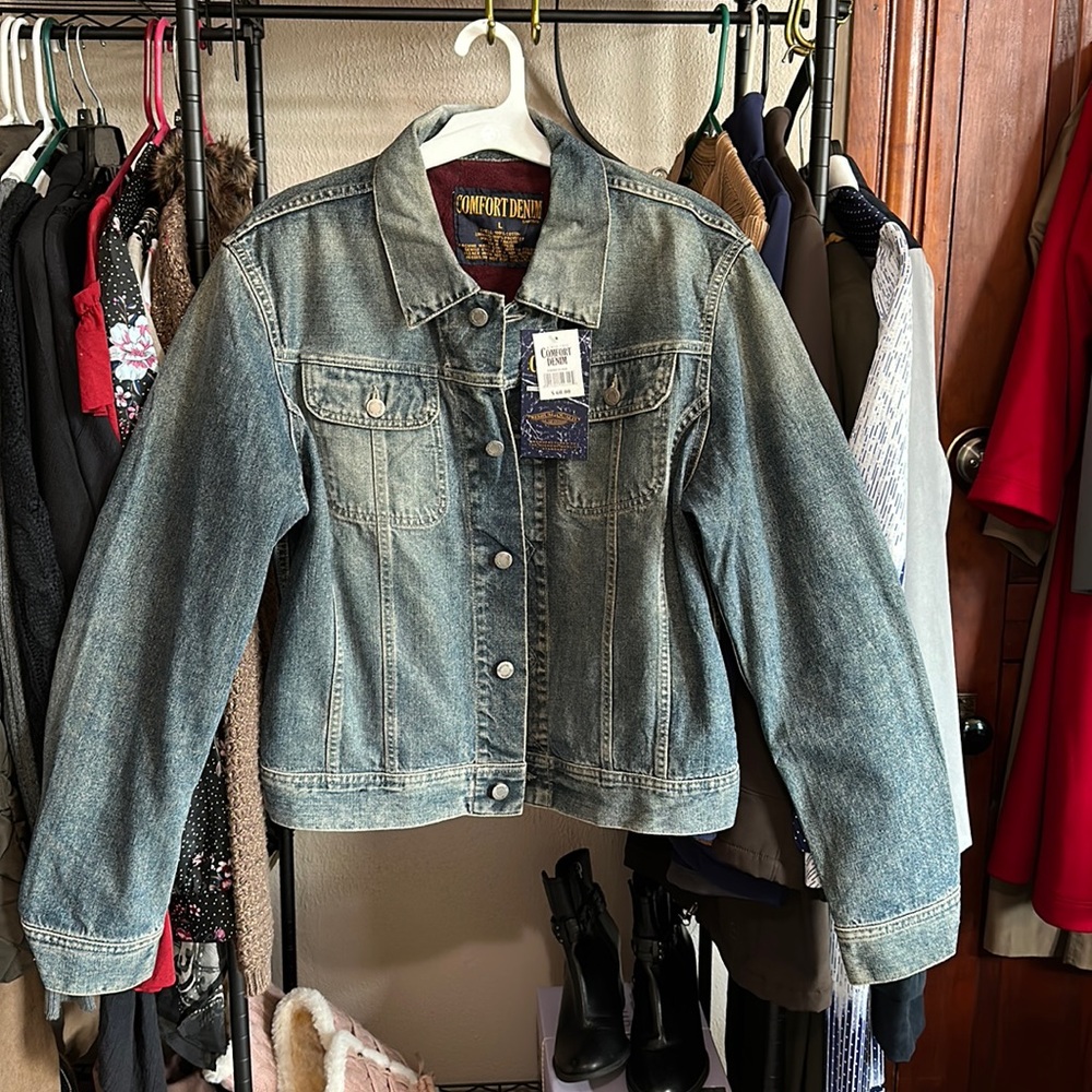 Comfort Denim Jacket Lined Red Warm Large lowest price